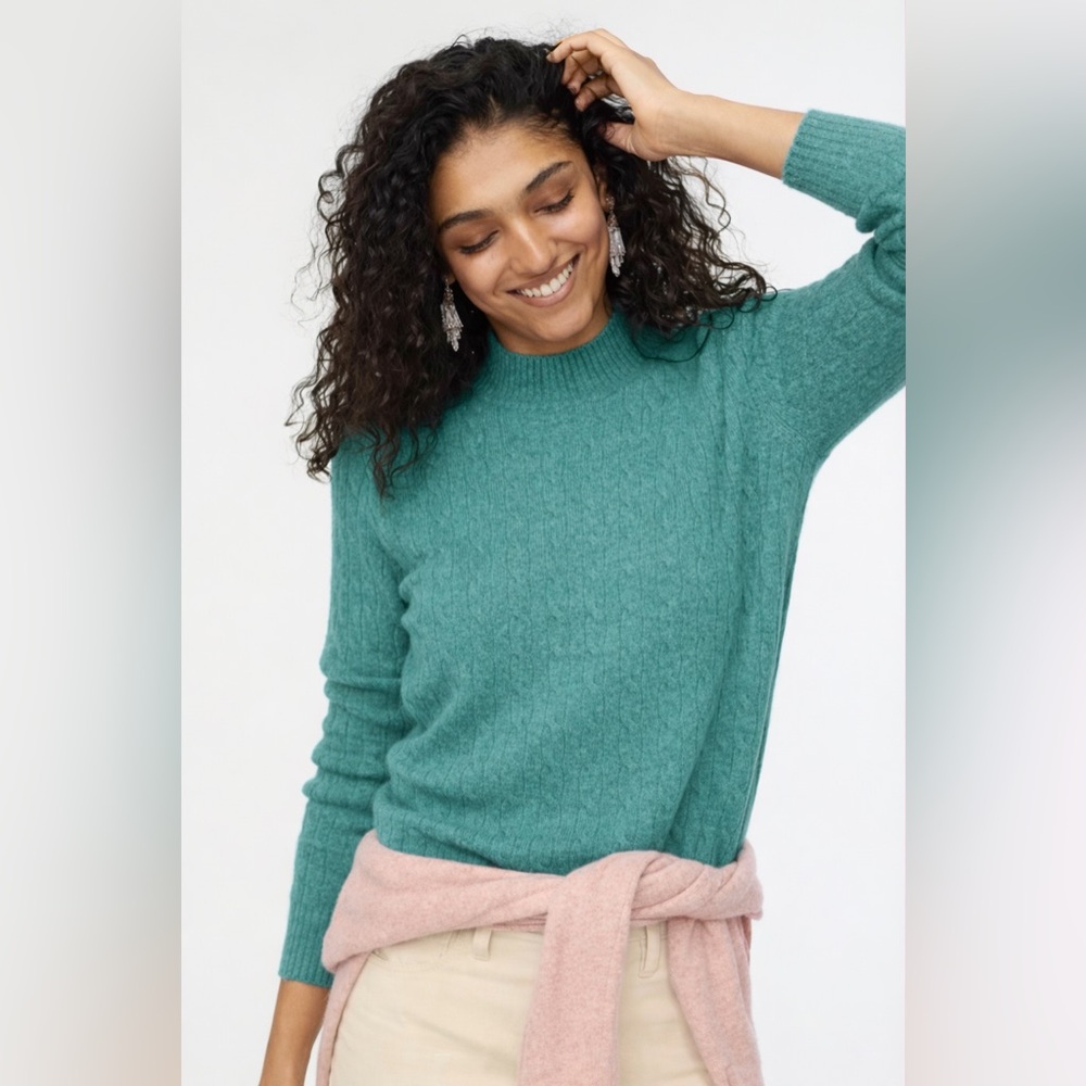J. Crew Wool Blend Teal Crew Mock Neck Sweater size small